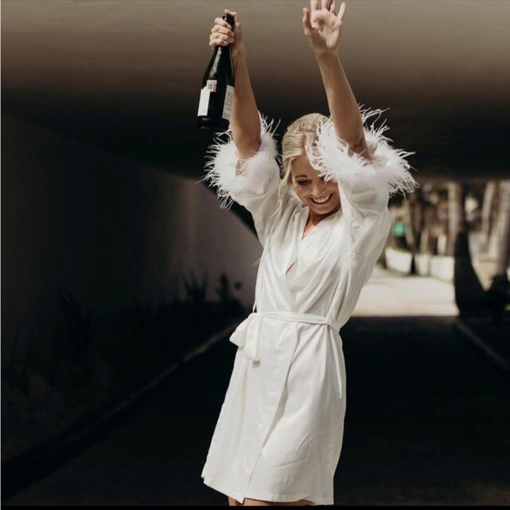 White Feather Trim Robe